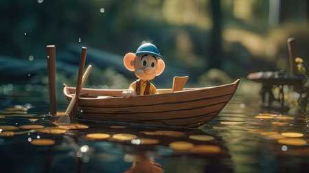 Realistic 3D Pinocchio doll illustration, cartoon 3dの素材