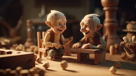 Realistic 3D Pinocchio doll illustration, cartoon 3dの素材
