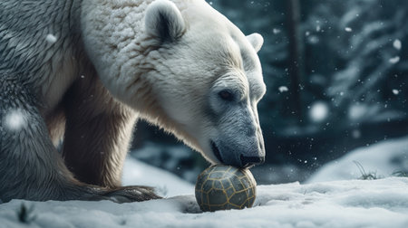 Illustration of polar bears in winter, 3d realisticの素材