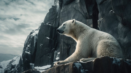 Illustration of polar bears in winter, 3d realisticの素材