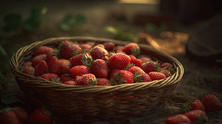 Ilusration of fresh strawberries, 3d realisticの素材