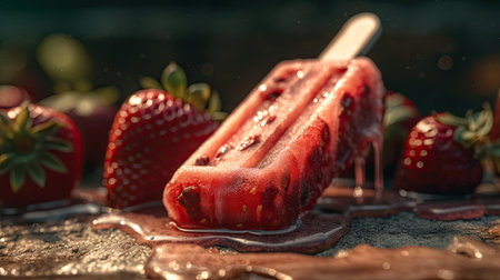 Ilusration of fresh strawberries, 3d realisticの素材