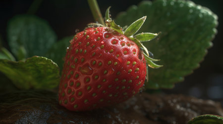 Ilusration of fresh strawberries, 3d realisticの素材