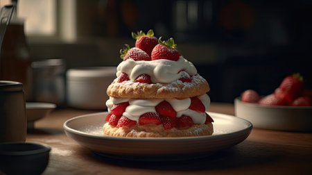 Ilusration of fresh strawberries, 3d realisticの素材