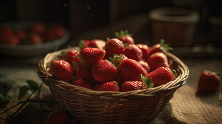 Ilusration of fresh strawberries, 3d realisticの素材