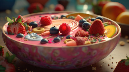 Ilusration of fresh strawberries, 3d realisticの素材