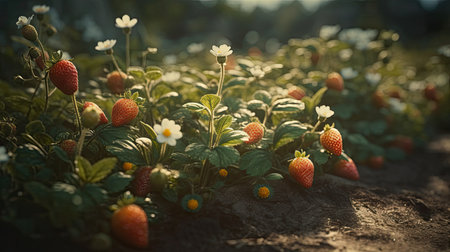 Ilusration of fresh strawberries, 3d realisticの素材