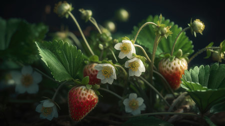 Ilusration of fresh strawberries, 3d realisticの素材