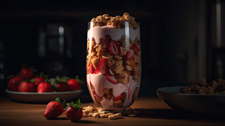 Ilusration of fresh strawberries, 3d realisticの素材