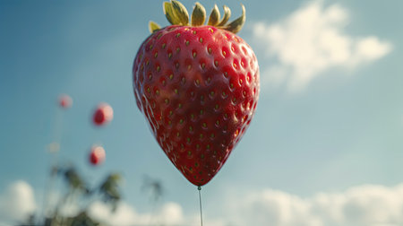 Ilusration of fresh strawberries, 3d realisticの素材