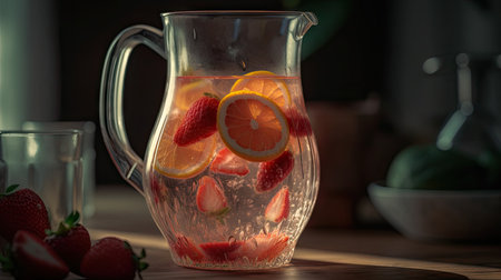 Ilusration of fresh strawberries, 3d realisticの素材