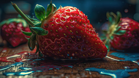 Ilusration of fresh strawberries, 3d realisticの素材