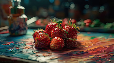Ilusration of fresh strawberries, 3d realisticの素材