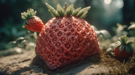 Ilusration of fresh strawberries, 3d realisticの素材