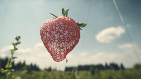 Ilusration of fresh strawberries, 3d realisticの素材