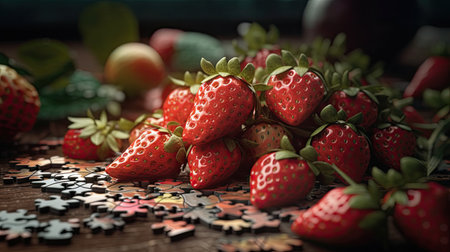 Ilusration of fresh strawberries, 3d realisticの素材