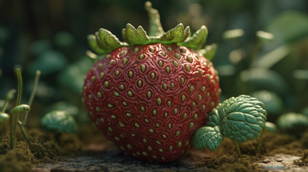 Ilusration of fresh strawberries, 3d realisticの素材