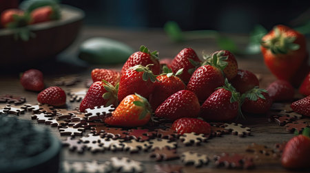 Ilusration of fresh strawberries, 3d realisticの素材