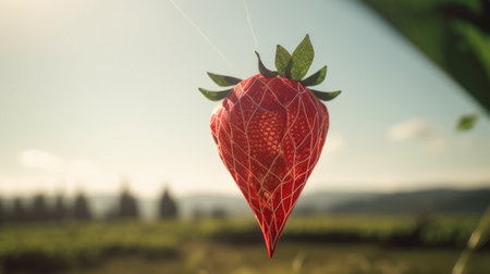 Ilusration of fresh strawberries, 3d realisticの素材