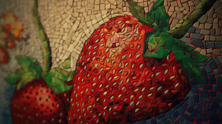 Ilusration of fresh strawberries, 3d realisticの素材