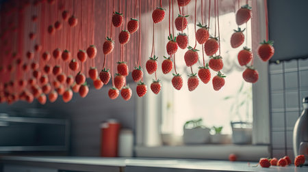 Ilusration of fresh strawberries, 3d realisticの素材