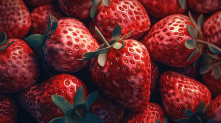 Ilusration of fresh strawberries, 3d realisticの素材