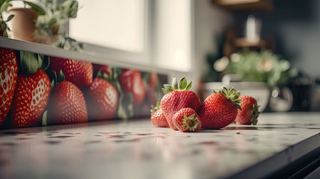 Ilusration of fresh strawberries, 3d realisticの素材