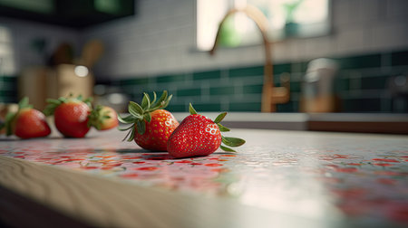 Ilusration of fresh strawberries, 3d realisticの素材