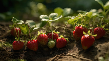 Ilusration of fresh strawberries, 3d realisticの素材