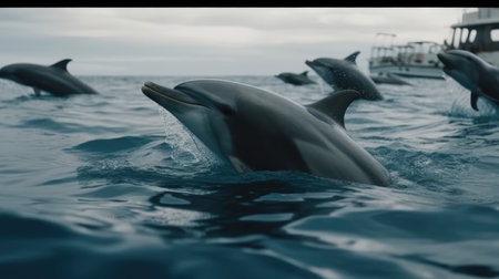 Illustration of a dolphin lumbe in the sea, 3d realisticの素材