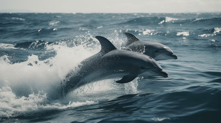 Illustration of a dolphin lumbe in the sea, 3d realisticの素材
