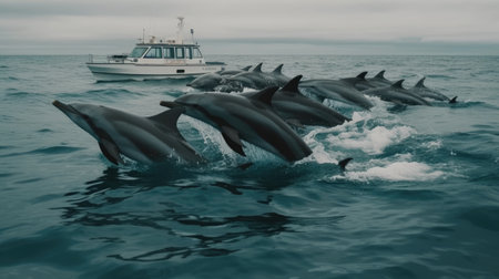 Illustration of a dolphin lumbe in the sea, 3d realisticの素材