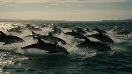 Illustration of a dolphin lumbe in the sea, 3d realisticの素材
