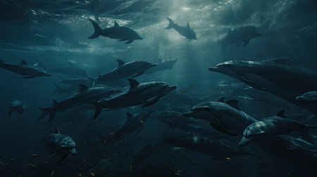 Illustration of a dolphin lumbe in the sea, 3d realisticの素材