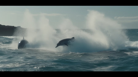 Illustration of a dolphin lumbe in the sea, 3d realisticの素材
