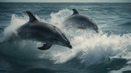Illustration of a dolphin lumbe in the sea, 3d realisticの素材