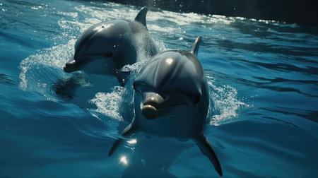 Illustration of a dolphin lumbe in the sea, 3d realisticの素材