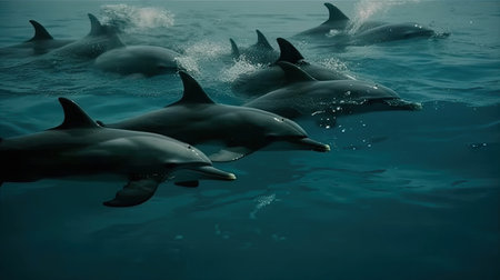 Illustration of a dolphin lumbe in the sea, 3d realisticの素材