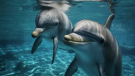 Illustration of a dolphin lumbe in the sea, 3d realisticの素材