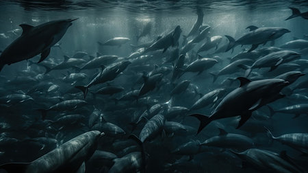 Illustration of a dolphin lumbe in the sea, 3d realisticの素材