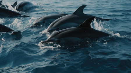 Illustration of a dolphin lumbe in the sea, 3d realisticの素材