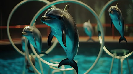 Illustration of a dolphin lumbe in the sea, 3d realisticの素材