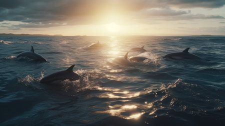 Illustration of a dolphin lumbe in the sea, 3d realisticの素材