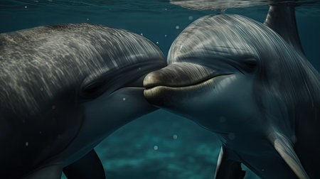 Illustration of a dolphin lumbe in the sea, 3d realisticの素材