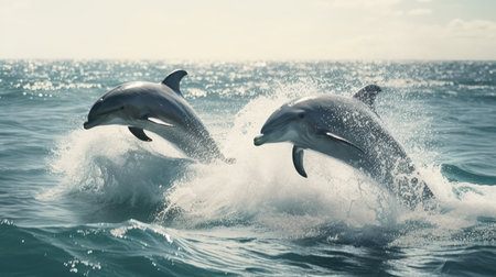Illustration of a dolphin lumbe in the sea, 3d realisticの素材