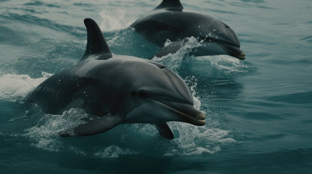 Illustration of a dolphin lumbe in the sea, 3d realisticの素材