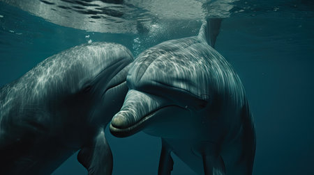 Illustration of a dolphin lumbe in the sea, 3d realisticの素材