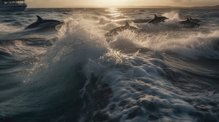 Illustration of a dolphin lumbe in the sea, 3d realisticの素材