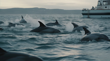 Illustration of a dolphin lumbe in the sea, 3d realisticの素材