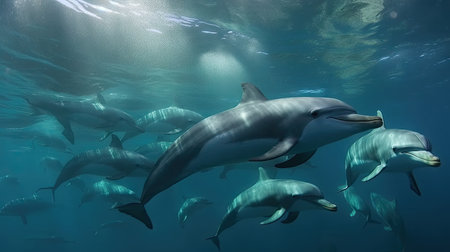 Illustration of a dolphin lumbe in the sea, 3d realisticの素材